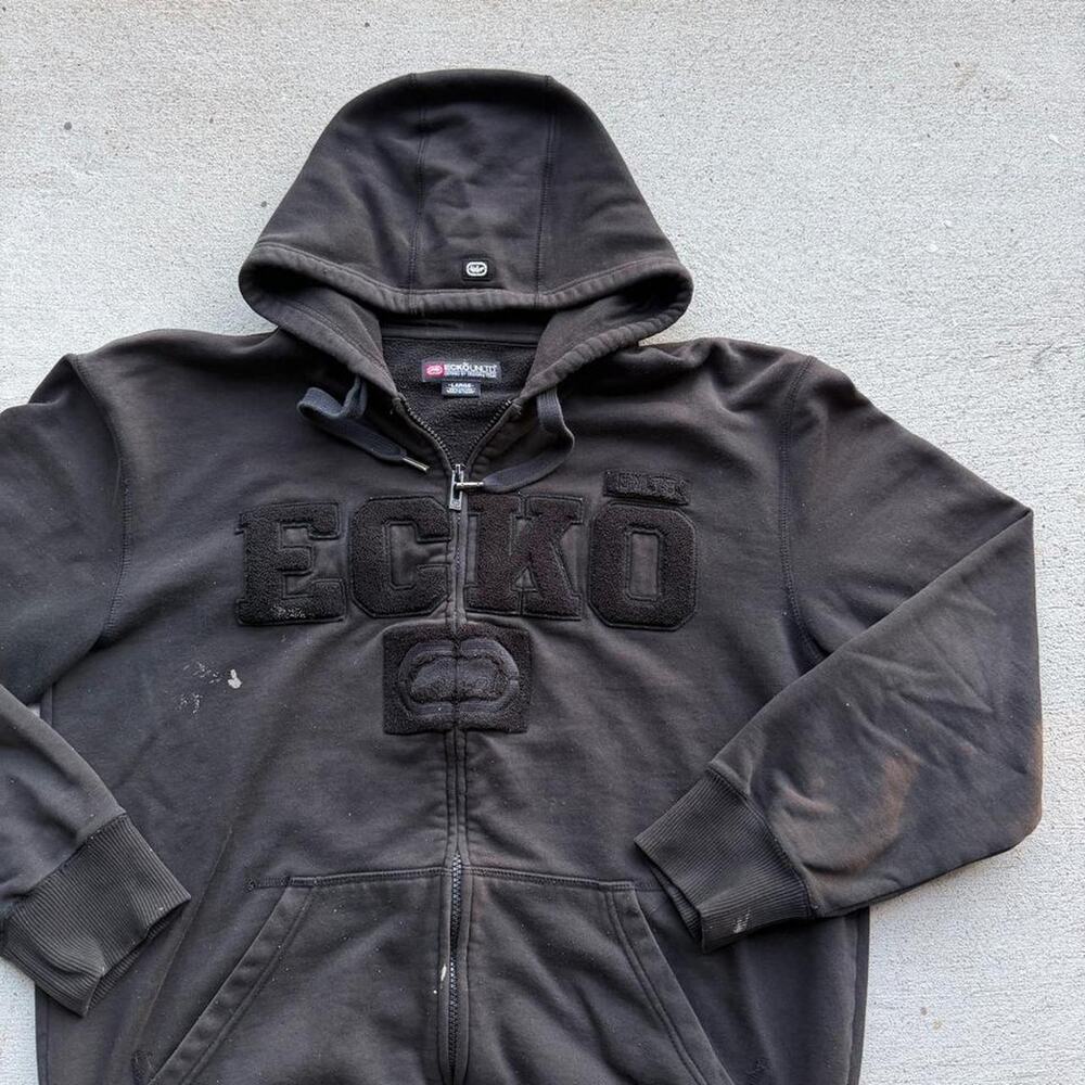 Ecko unltd black zipup hoodie y2k alt large